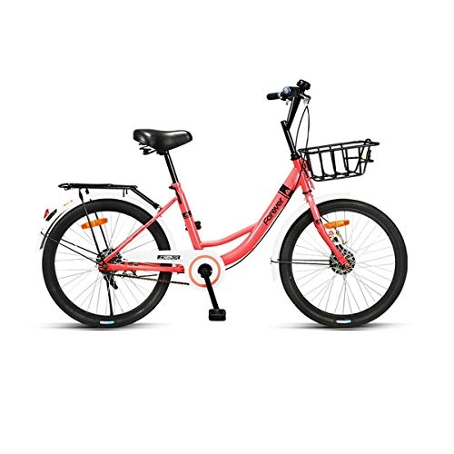 Folding Bike : Kehuitong 22-inch Solid Tire Bicycle, Free Of Inflatable, Anti-tie, Adult Student Bicycle, Lightweight Lady Ordinary Commuter The latest style, simple design (Color : Pink, Size : 22 inch)