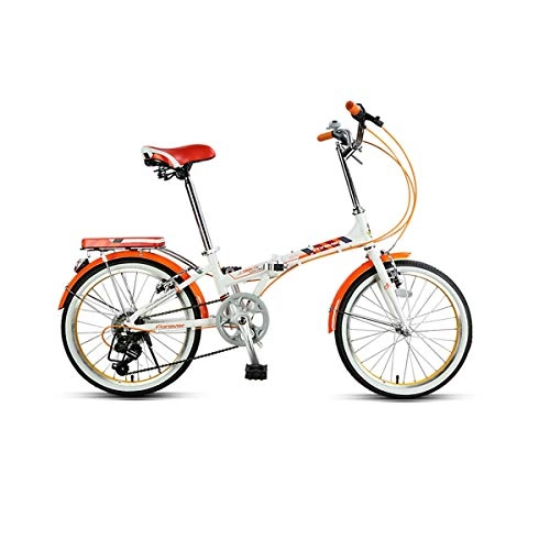 Folding Bike : Kehuitong Road Bike, Folding Bike, Adult Female Ultra Light Portable Variable Speed Bicycle, Aluminum Alloy- 20 inches The latest style, simple design (Color : Orange, Size : 20 inches)