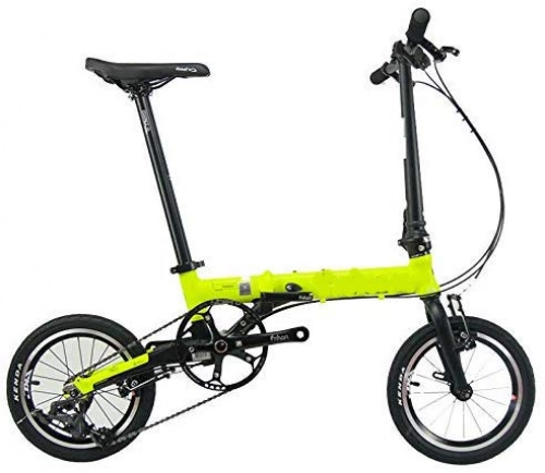 Folding Bike : KEMANDUO Folding Bicycle, 16 Inch Mini Bike / Aluminium Bicycle / Foldable / Urban Commuting Bicycle / Light, Yellow