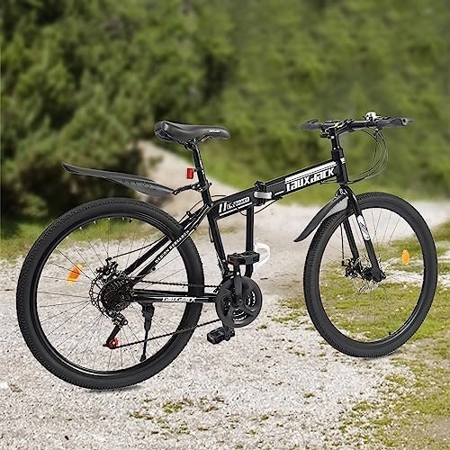 Folding Bike : KenSyuInt Mountain Bike 26" Wheel Adult Bicycle MTB 21 Speed Bike with Front and Rear Mechanical Disc Brakes, Lockable Fork, Universal Folding Bicycle for Cities, Work Routes, Travelling