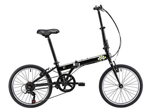 Folding Bike : KESPOR S7 Folding Bike for Adults, Women, Men, Shimano 7 Speed Steel Easy Folding Bicycle 20-inch Wheels (Black)