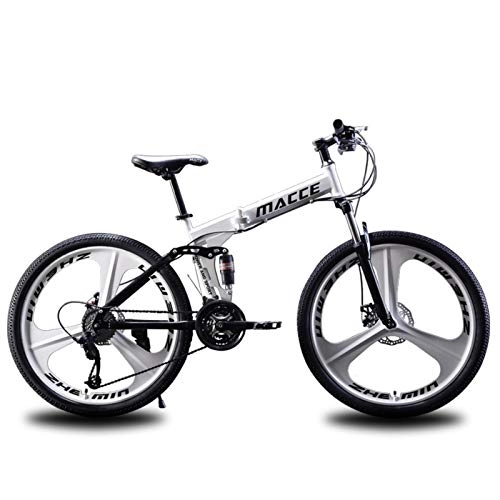 Folding Bike : Khosd Folding Bike, Mountain Bicycle 26” Daul Disc Brake Mens Bikes Foldable Frame 21 / 24 / 27 Speed, 3-Spoke Wheels Dual Suspension Bicycle