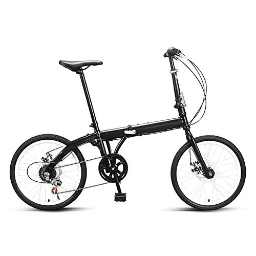 Folding Bike : Kids Bikes Adult Folding Bicycle Girl Princess 16 20 Inches Double Disc Brake 6 Speed Adjustable Seat High Carbon Steel Frame Free Installation Super Light(Size:16in, Color:Black)