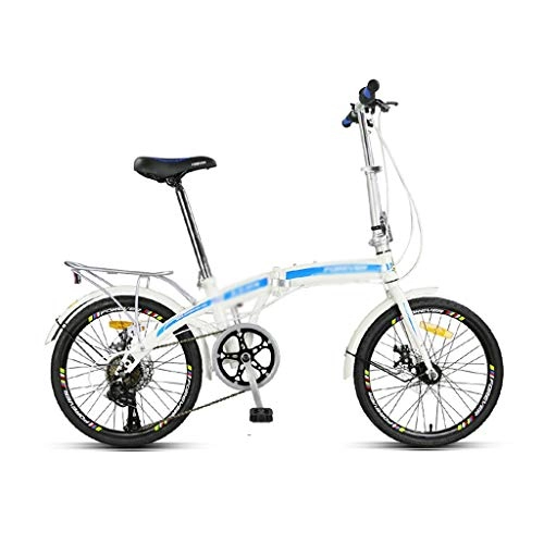Folding Bike : Kids'Bikes Guojunyan Bicycle speed bicycle boy girl bicycle student bicycle city bicycle folding bicycle small mini bicycle, 7-speed shift, 20 inches (Color : BLUE, Size : 150 * 30 * 112CM)