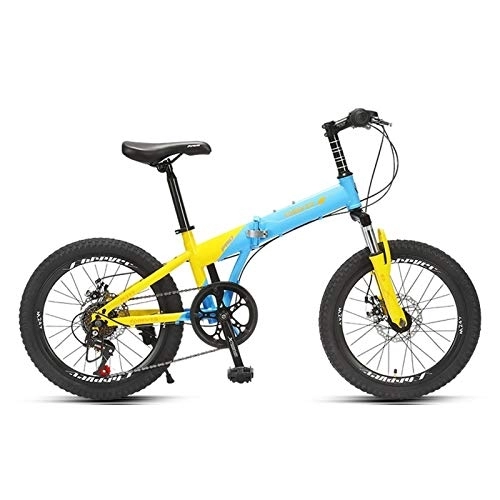 Folding Bike : Kids Folding Bicycle, 20 Inch Bikes for Adults, 6-speed Light Work Adult Adult Ultra Light Variable Speed Portable (Color : Blue)