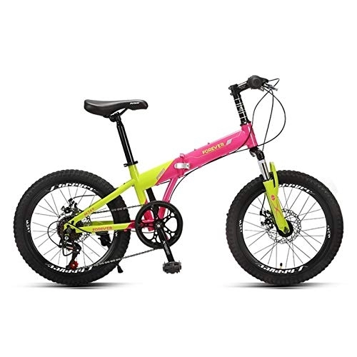 Folding Bike : Kids Folding Bicycle, 20 Inch Bikes for Adults, 6-speed Light Work Adult Adult Ultra Light Variable Speed Portable (Color : Pink)