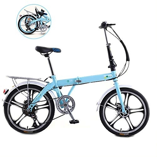 Folding Bike : KJHGMNB Foldable Bicycle, 20-Inch Adult Male And Female with Children, Ultra-Light, Portable, Mini-Small Variable Speed Dual-Disc Bicycle, Free of Installation