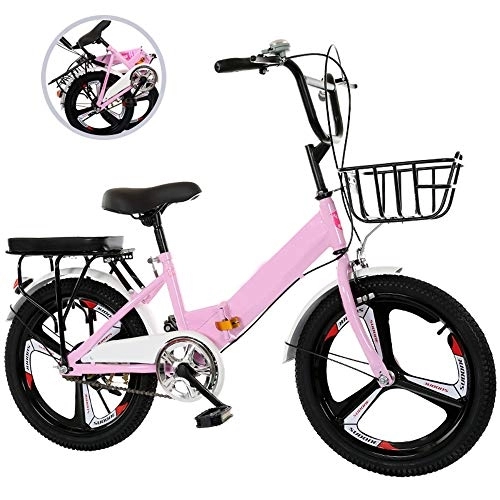 Folding Bike : KJHGMNB Folding Bicycle, Children's Folding Girl Princess Bike, Key Folding Design, Thick Tube Wall, High-Strength Carbon Steel Material, Easy To Carry, Save Space, And Easy To Put in The Trunk