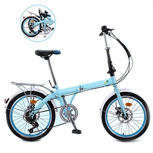 Folding Bike : KJHGMNB Folding Bicycle, Light And Easy To Carry, Fast Folding, Easy Installation, Saving Every Inch of Space, Easy To Fold Home, Office Back Box Can Be Placed Anywhere, Blue