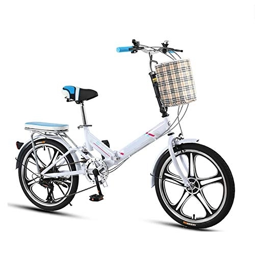 Folding Bike : KJHGMNB Folding Bicycle, Ultra-Light And Portable Female Adult Bicycle Variable Speed 20 Inches 16 Small Wheels for Adult Working Adults And Men, Fast Folding, Saving Space, No Need To Install, White