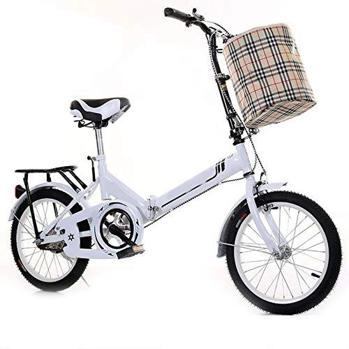 Folding Bike : KJHGMNB Folding Bicycles, Children's Folding Bicycles, Spring Shock Absorbers Are Designed To Ride without Bumps And Are More Comfortable, Using Thicker Frame Tube Wall, No Installation, 16