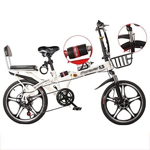 Folding Bike : KJHGMNB Folding Bicycles, Folding Bicycles for Men And Women, Variable Speed Folding, Double Shock Absorbers Front, And Rear Disc Brakes, Ultra-Light And Portable 20 Inches, Enjoy Riding Time, White