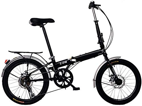 Folding Bike : KKKLLL Folding Bicycle Front and Rear Disc Brakes to Install Shelf Version of Variable Speed Folding Bike 20 Inch