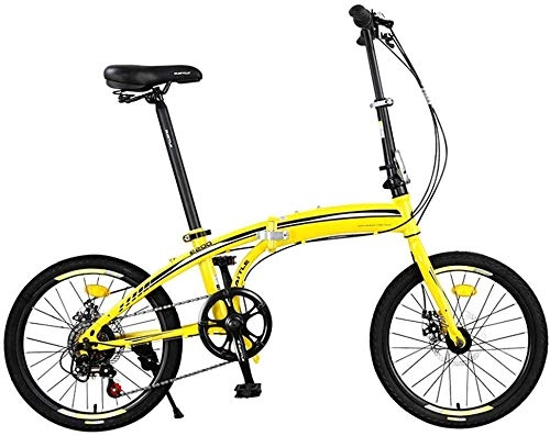 Folding Bike : KKKLLL Folding Bicycle Mini Lightweight Shifting Adult Men and Women Casual Student Bicycle High Carbon Steel Frame 20 Inch 7 Speed