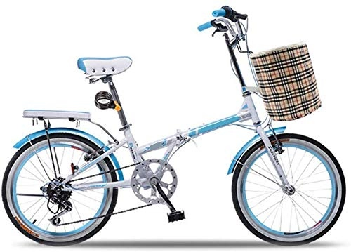 Folding Bike : KKKLLL Folding Bicycle Portable High Carbon Steel Frame Student Children Men and Women 20 Inch 7 Speed