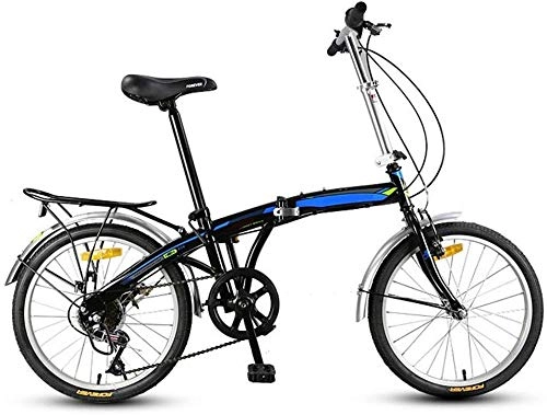 Folding Bike : KKKLLL Folding Bike Bicycle High Carbon Steel Frame Male and Female Students Commuting Bicycle Bow Back 20 Inch 7 Shifting
