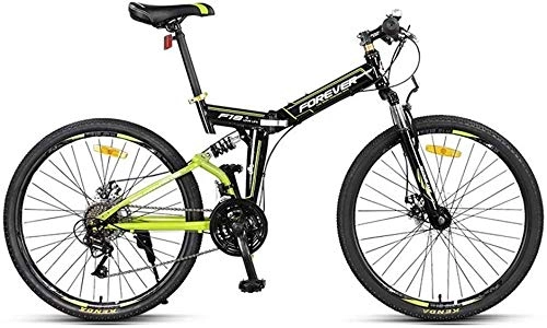 Folding Bike : KKKLLL Folding Mountain Bike Off-Road Bicycle Front and Rear Shock Double Disc Brakes Soft Tail Frame Student Adult Bicycle 24 Speed