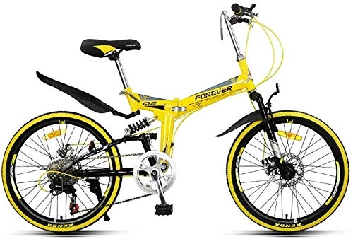 Folding Bike : KKKLLL Folding Mountain Bike Soft Tail Frame Adult Student Men and Women Bicycle Bicycle 7 Speed 22 Inches