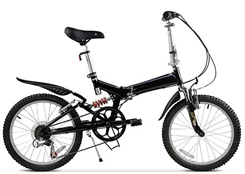 Folding Bike : KKKLLL Mountain Folding Bicycle High Carbon Steel Double Shock Absorber Bicycle 20 Inch 6 Speed