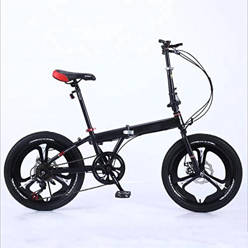 Folding Bike : KNFBOK bikes for adults Super Lightweight Women's Folding Bike Variable Speed Student 20" Pedal Mountain Bycicle black
