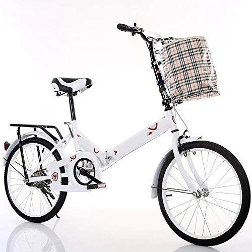 Folding Bike : KNFBOK bikes lightweight moutain bike for foldable professional bicycle 20 inch men and women student car pedal bicycle white