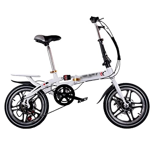 Folding Bike : KOOKYY Mountain Bike Foldable Ultra-Light Bicycle Variable Speed Double Brake Folding Bicycle for Students (Color : White)