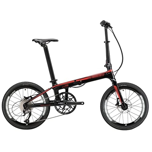 Folding Bike : KOOKYY Mountain Bike Folding Bike Carbon Fiber Gear System Ultra Light Disc Brake Men's Women's Adult