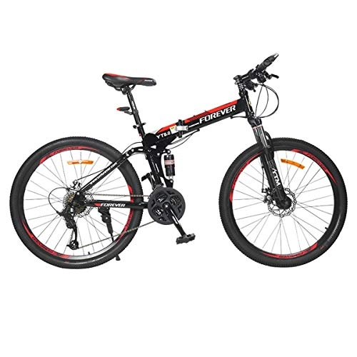 Folding Bike : KOSGK Folding Mountain Bike 24 Speed Gear City bike Bike, 26" 3-Spoke Wheels Dual Suspension Bicycles, 24Speed