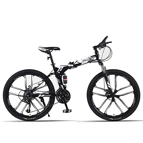 Folding Bike : KOSGK Unisex Bicycles 26" 27-Speed Folding Mountain Trail Bicycle Compact Bike Drivetrain for Adult YouthBoys and Girls
