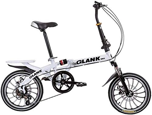 Folding Bike : KRXLL Folding Bicycle 20 6-Speed Folding Foldable Bike Wheel Alloy Lightweight Commuter City Caravan Bicycle Mountain Bicycle with Front Suspension Adjustable Seat-White