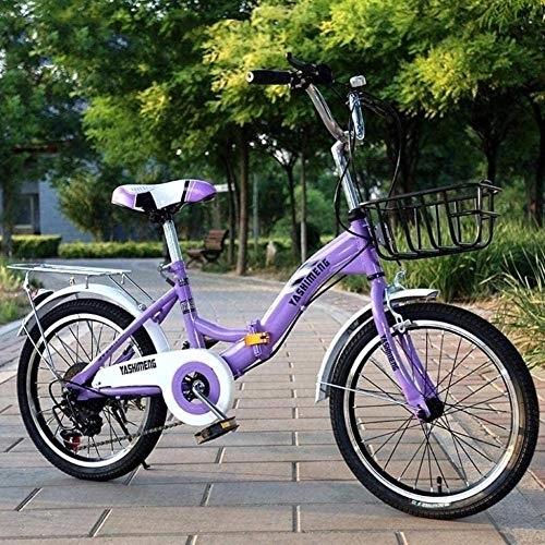 Folding Bike : KRXLL Folding Bicycle 20 Inch Variable Speed Child Folding Bike Ultra Light Speed Portable Bicycle-Purple