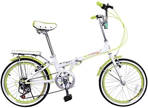 Folding Bike : KRXLL Folding Bicycle 7 Variable Speed 20 Inch Folding Bike High Carbon Steel Frame Male And Female Student Bicycle City Commuter Bike