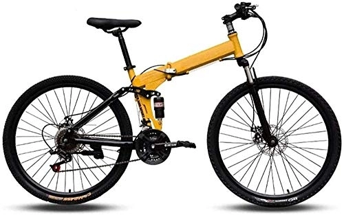 Folding Bike : KRXLL Mountain Bikes Easy To Carry Folding High Carbon Steel Frame 24 Inch Variable Speed Double Shock Absorption Foldable Bicycle-A_24 speed