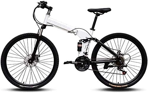 Folding Bike : KRXLL Mountain Bikes Easy To Carry Folding High Carbon Steel Frame Variable Speed Double Shock Absorption Foldable Bicycle-B_27 speed