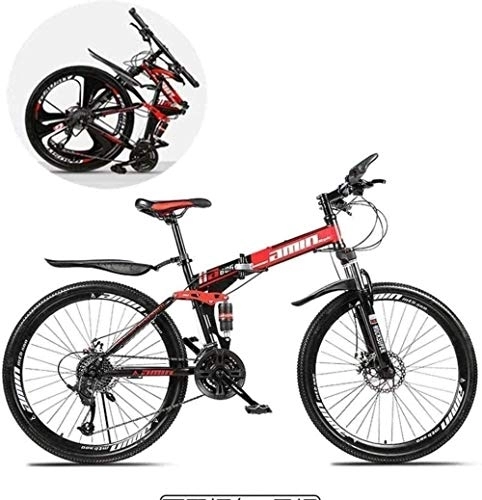 Folding Bike : KRXLL Mountain Bikes Folding 24 Inch Double Shock Absorption 21 / 24 / 27 Speed One Wheel Variable-A_27 speed