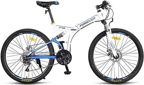Folding Bike : KURKUR Mountain Bike, Mountain Bike Folding Bike Folding Mountain Bicycle Road Bike Men's MTB 24 Speed 26 Inch Bikes Wheels For Adult Womens (Color : Bianco)