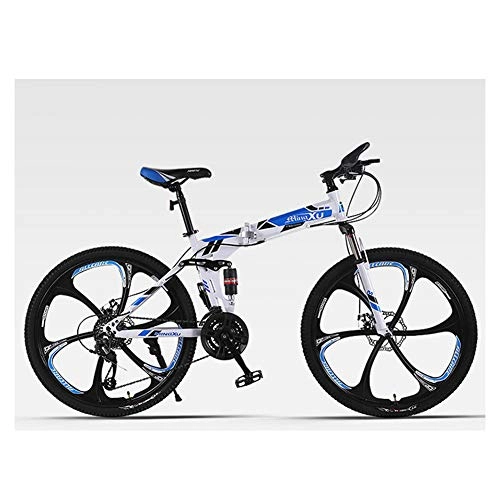 Folding Bike : KXDLR 26 Wheels Mountain Bike Dual Disc Brakes 21 Speed Mens Bicycle Dual Suspension Bike
