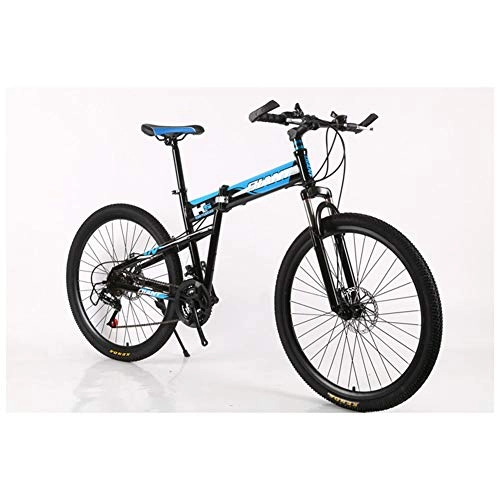 Folding Bike : KXDLR Mountain Bike, 17" Inch Steel Frame, 21-30-Speed Shimano Rear Derailleur And Micro-Shift Rotational Shifters Strong with Dual Disc Brakes, Blue, 21 Speed