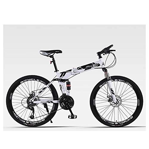 Folding Bike : KXDLR Mountain Bike 24 Speed Shift Left 3 Right 8 Frame Shock Absorption Mountain Bicycle, White