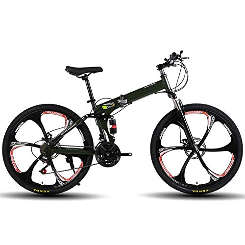 Folding Bike : KXDLR Moutain Bike Bicycle 24 Speed MTB 26 Inches Wheels Dual Suspension Bike with Double Disc Brake, Green