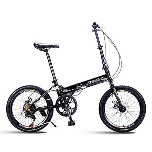 Folding Bike : L.BAN Bicycle Mountain Bike Folding Bicycle Unisex 20 Inch Small Wheel Bicycle Portable 7 Speed Bicycle (Color : BLACK, Size : 150 * 30 * 60CM)