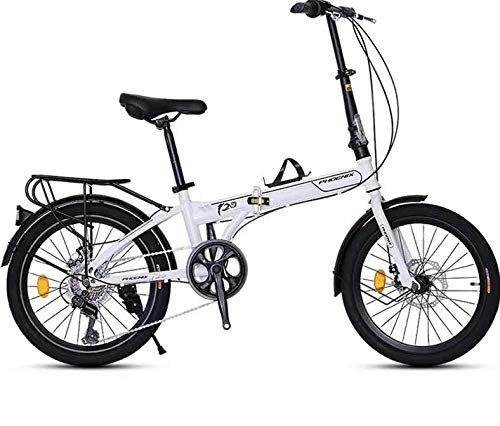 Folding Bike : L.BAN Folding bicycle 20 inch adult men's and women's ultralight portable single speed small wheel type off-road adult bicycle (Color : WHITE, Size : 150 * 30 * 100CM)