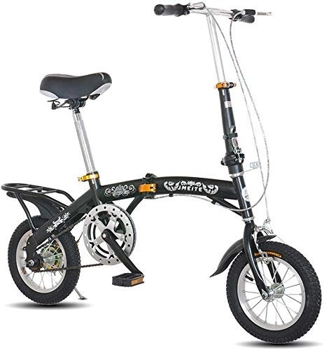 Folding Bike : L.HPT 14 Inch 16 Inch Folding Bicycle Shifting - One Wheel Double Disc Brake Travel Bicycle Male And Female Folding Student Car, White, 14inches (Color : Black, Size : 14inches)
