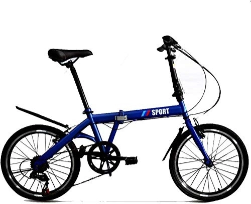 Folding Bike : L.HPT 20 Inch Folding Bicycle Shifting - Male And Female Bicycles - Adult Children Students High Carbon Steel One Arm Shift Folding Mountain Bike, Red (Color : Blue)
