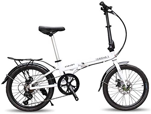 Folding Bike : L.HPT 20 Inch Folding Bicycle Shifting - Men And Women Shock Absorber Bicycle - Aluminum Alloy Mini Boys And Girls Speed Bicycle Folding Bike Mountain Bike, Black (Color : White)