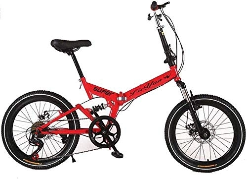 Folding Bike : L.HPT 20-Inch Folding Speed Bicycle - Adult Folding Bicycle - Folding Bicycle for Men And Women Students Damping Shifting Disc Brakes, Red (Color : Red)