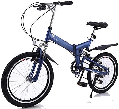 Folding Bike : L.HPT 20-Inch Folding Speed Bicycle - Adult Folding Bicycle - Free Installation Folding Speed Mountain Bike Adult Car, Blue (Color : Blue)