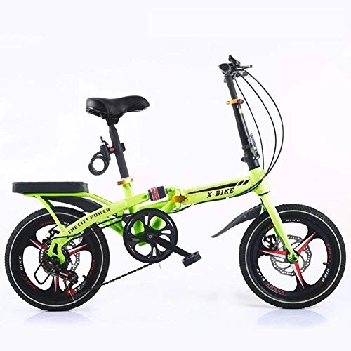 Folding Bike : L.HPT 6 Speed Folding Bike Lightweight Aluminum Frame Shimano Folding Bicycle 16 Inch Shock Absorber Small Portable Children's Student Bicycle Adult Men And Women