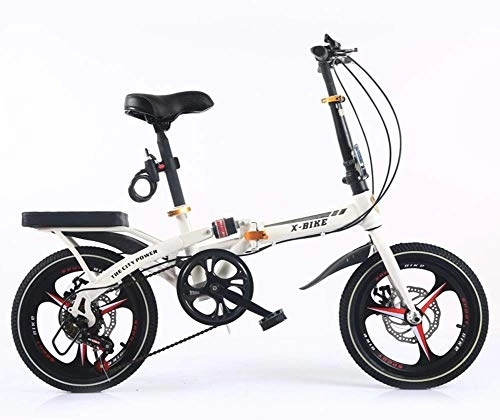 Folding Bike : L.HPT 6 Speed Folding Bike Lightweight Aluminum Frame Shimano Folding Bicycle 16 Inch Shock Absorber Small Portable Children's Student Bicycle Adult Men And Women
