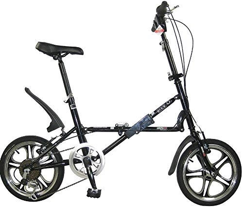 Folding Bike : L.HPT Folding Bicycle-Folding Car 16 Inch V Brake Speed Bicycle Adult Child Bicycle Student Bicycle, Black (Color : Black)